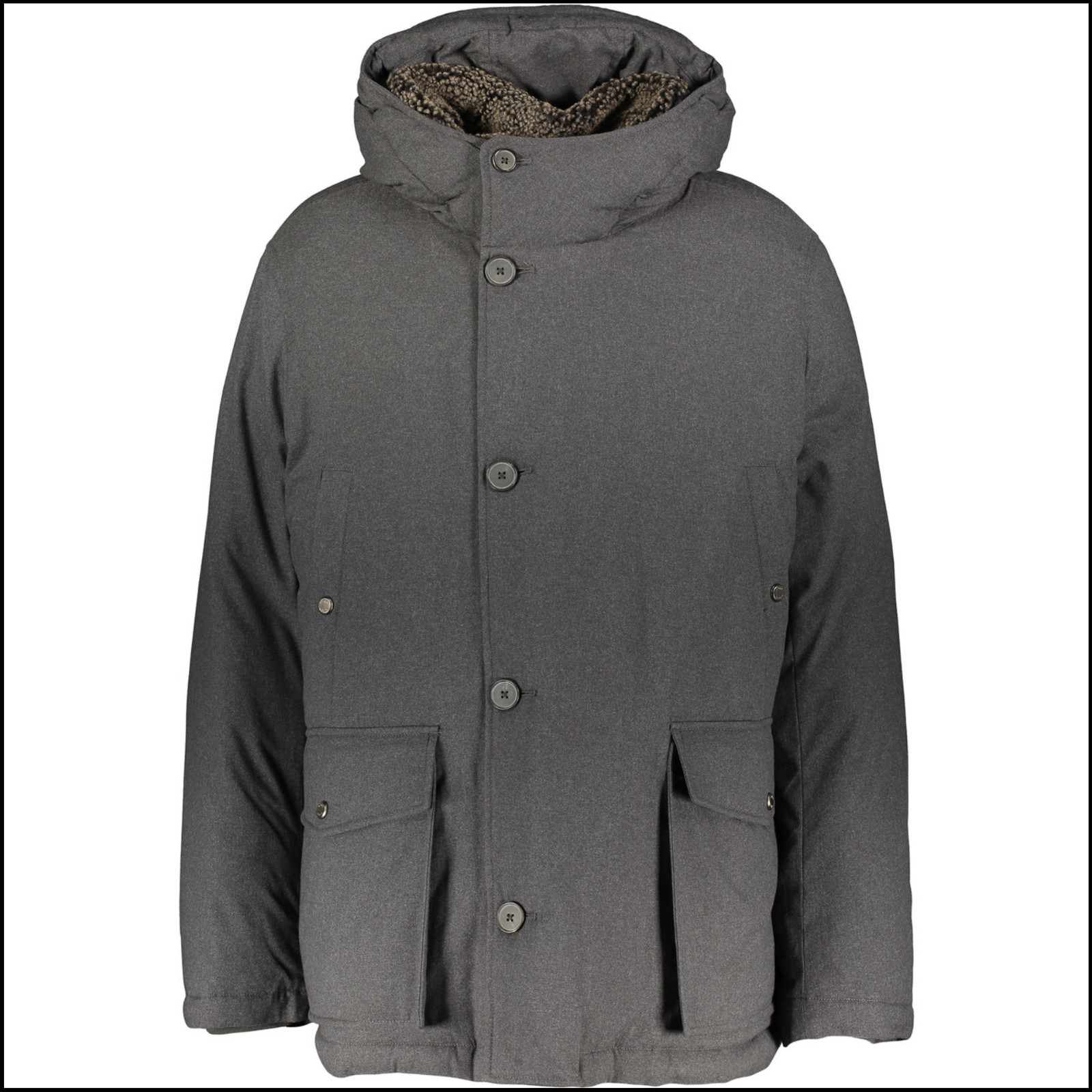 Allegri Charcoal Down Padded Wool Collar Men's Coat Hooded Jacket Italy 54