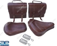 Antik Braune Leder Sattel Tasche & Vorne Hinten Sitz FüR Royal Enfield 350