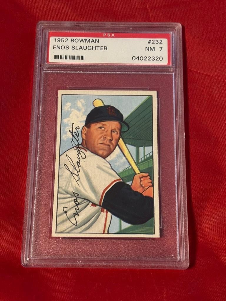 ENOS SLAUGHTER #232 1952 BOWMAN SET BREAK BASEBALL PSA NEAR MINT 7