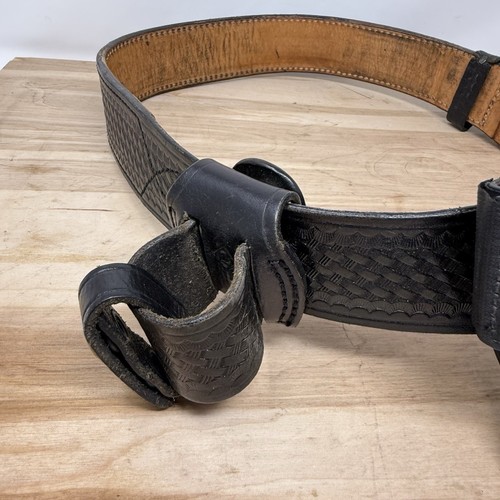 AKER Vintage 40" waist Leather Police/Security Duty Belt with many Accessories - Picture 7 of 14
