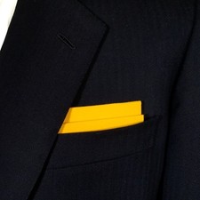 Men's Cotton Flat Top Pre-folded Pocket Square Handkerchief Insert Yellow - Gold