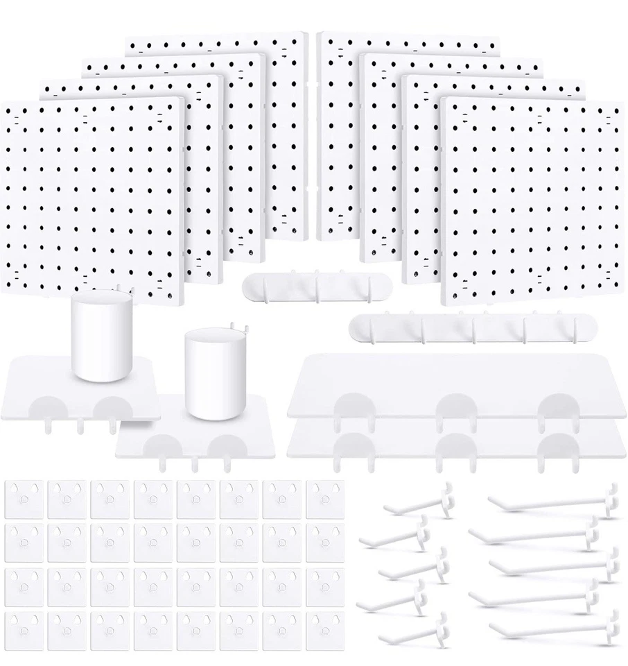  58 Pcs Pegboard Organizer Kits Plastic Pegboard Wall Panel Mount Display  - Image 2 of 4