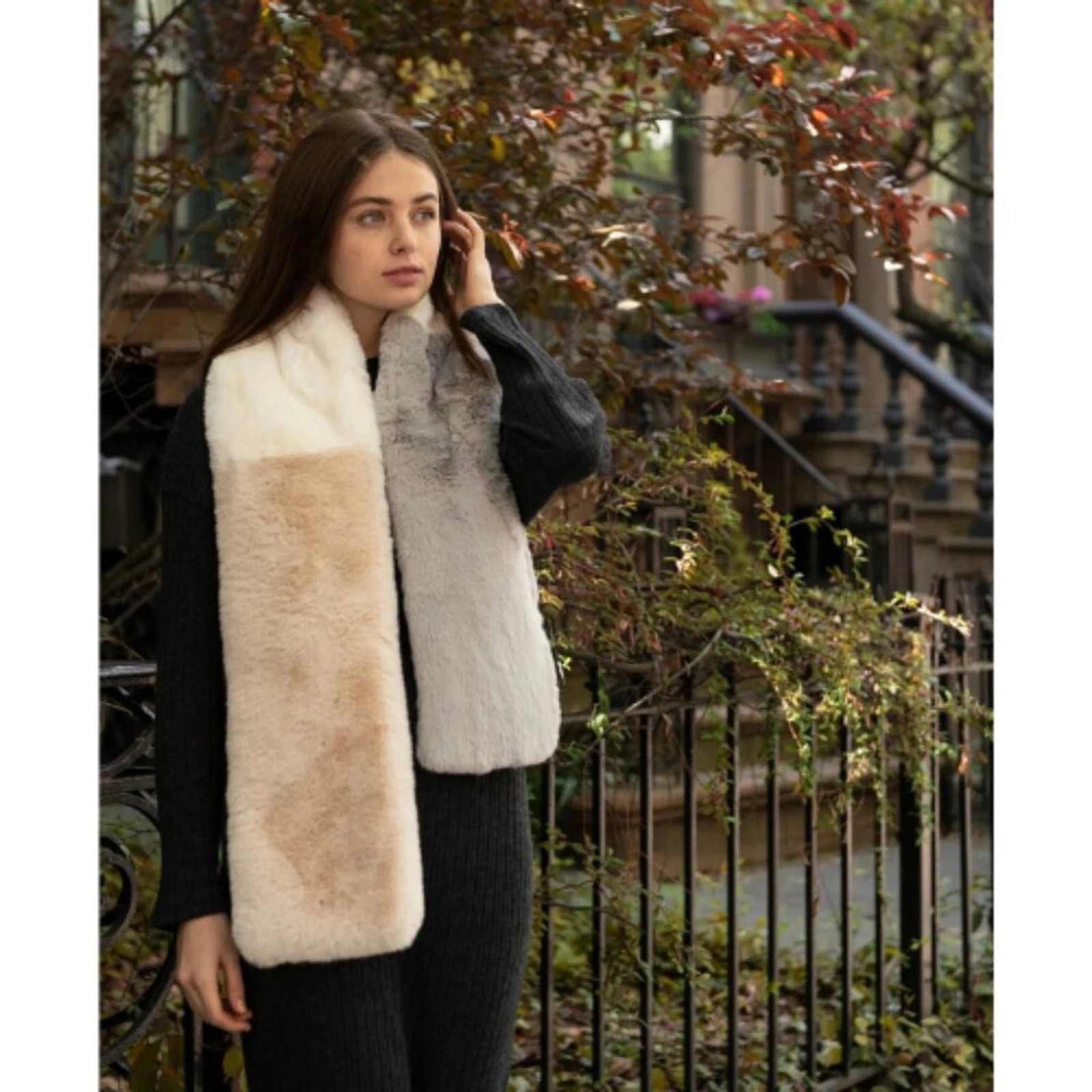 INC International Concepts Colorblocked Faux Fur Muffler Scarf One Size NWT $69