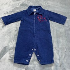 Vintage 60s-80s Sears Baby Romper Button Legs Puppy Blue Small 15-20 Lbs