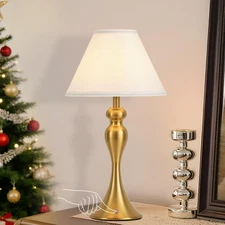 Rechargeable Cordless Table Lamps, Battery Operated Lamp with Fabric Shade fo...