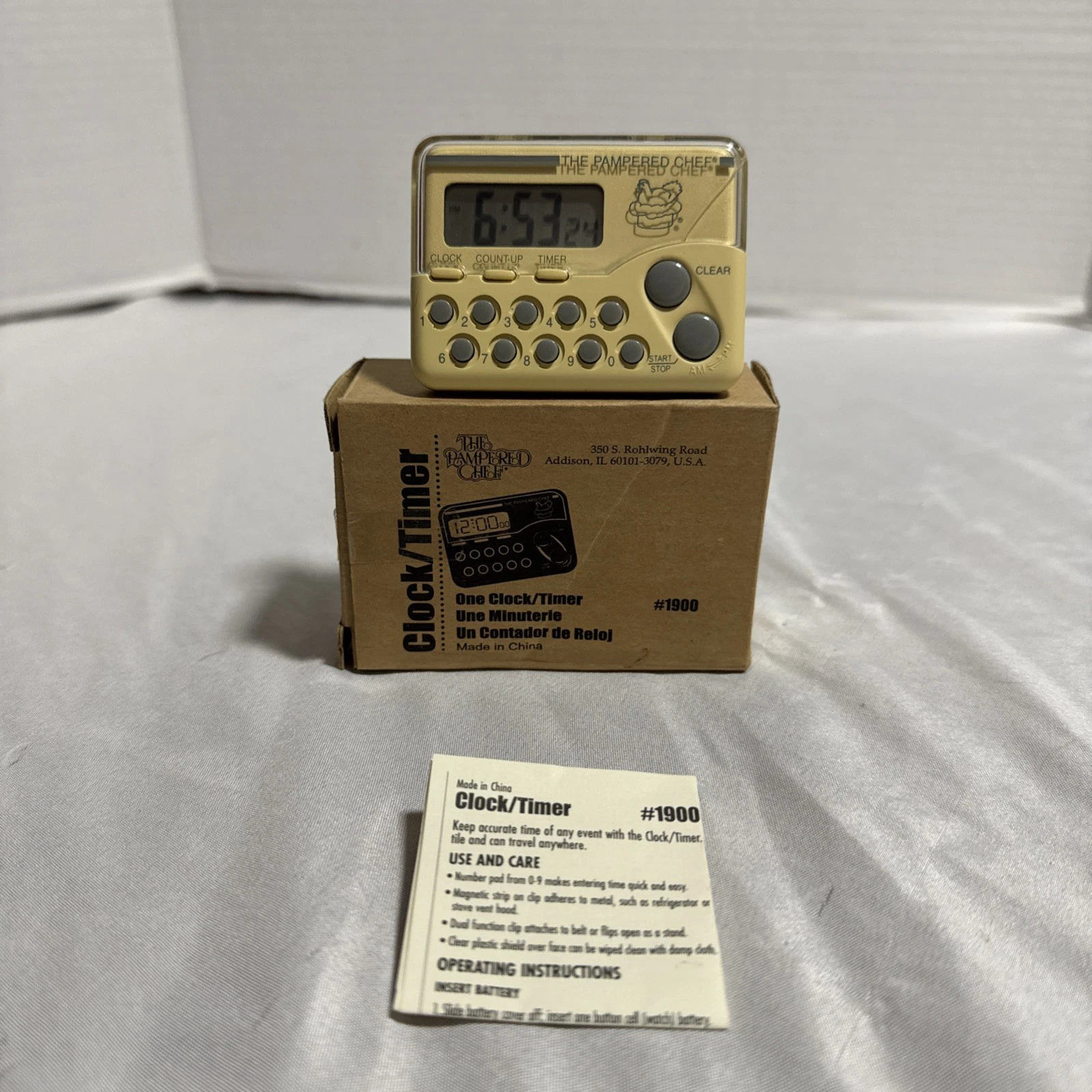 Retired The Pampered Chef # 1900 Digital Kitchen Clock Timer Tested/Working