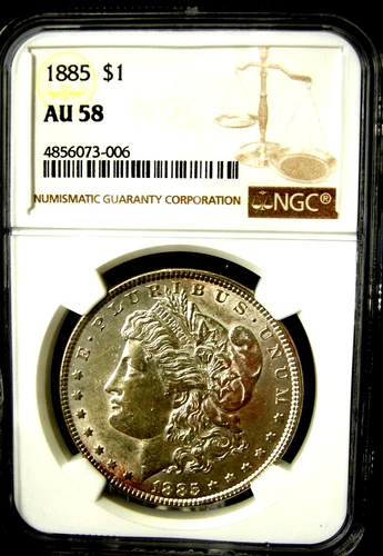 1885 Morgan Silver Dollar $1 - NGC AU58 - Toning Philadelphia