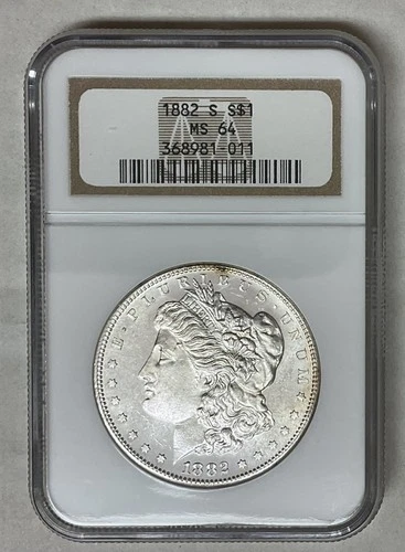 Morgan Silver Dollar  1882-S  MS64 White Blazer/Flawless/Strong Strike