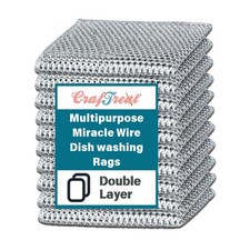 Non Scratch Wire Dishwashing Rag, 10 Pack Double Layer Reusable Wire Dishclot...