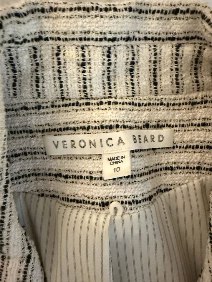 Veronica Beard Blazer Oatmeal And Black Stripe Size 10 - Image 2 of 3