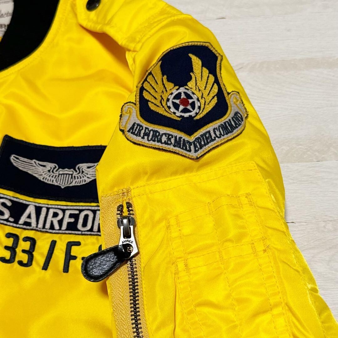 AVIREX Men's T-33/F-80 flight jacket Yellow Size L free AVIREX Men's T-33/F-80 flight jacket Yellow Size L free