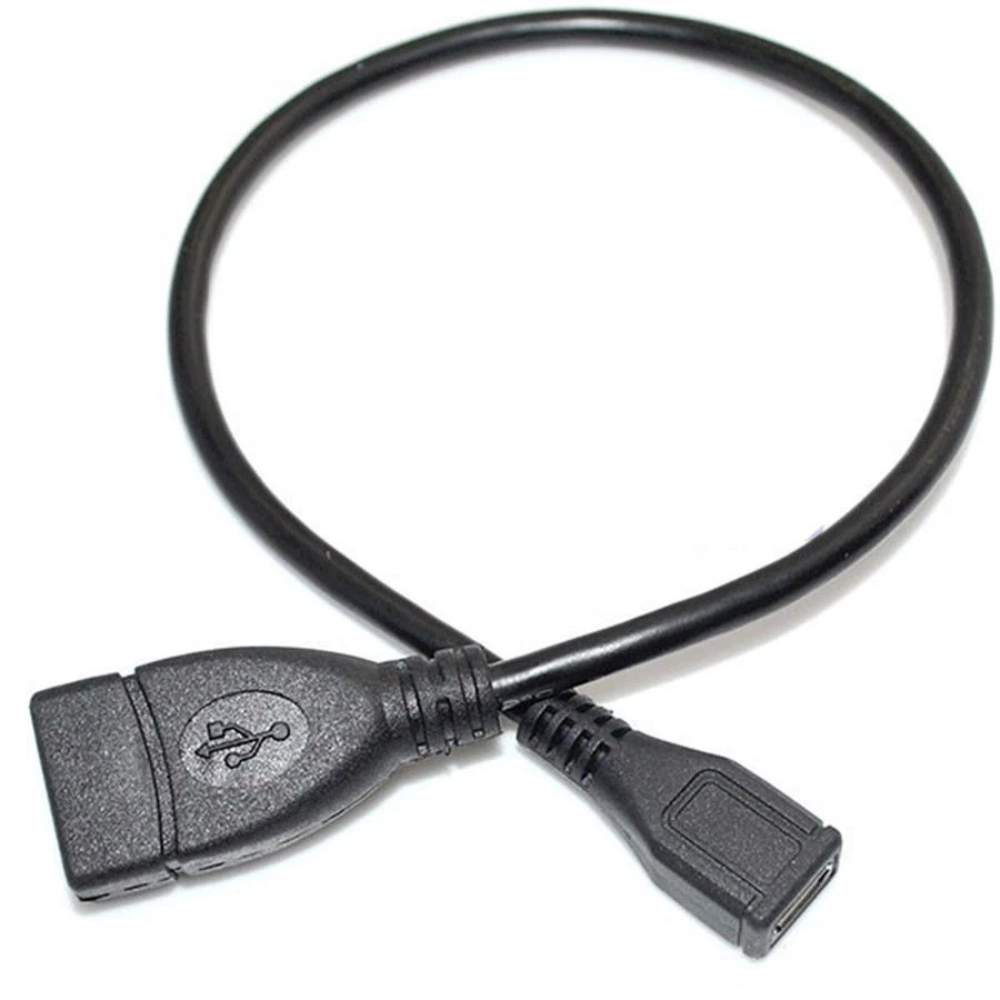 USB 2.0 Type-A Female to Micro 5-Pin USB-B Female Extension Cable Adapter - Image 2 of 2