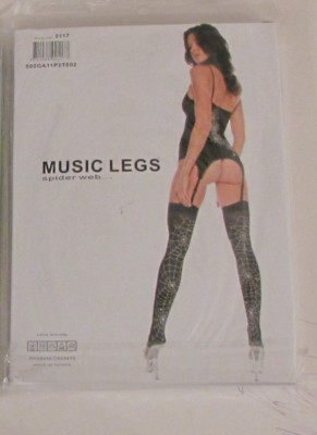 Music Legs, Bodysuit mit Strapshalter und Strümpfen, Spider web