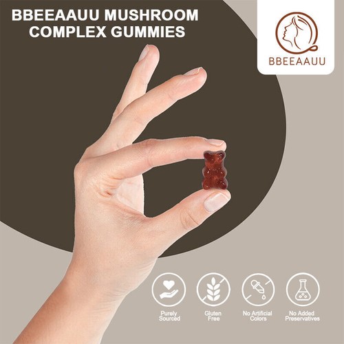Mushroom Extract Complex Gummies Lions Mane Chaga Reishi Focus Memory Immunity - Picture 4 of 8