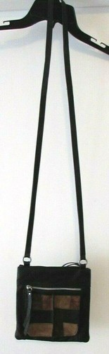 Vintage Small Fossil Black & Brown Leather Crossbody Purse Handbag - Picture 5 of 7
