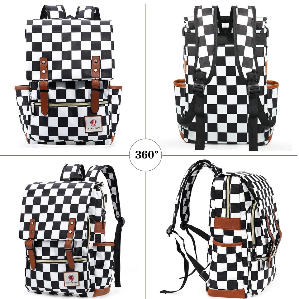 Vintage Backpack School Bag College Daypack Slim Travel Rucksack Black