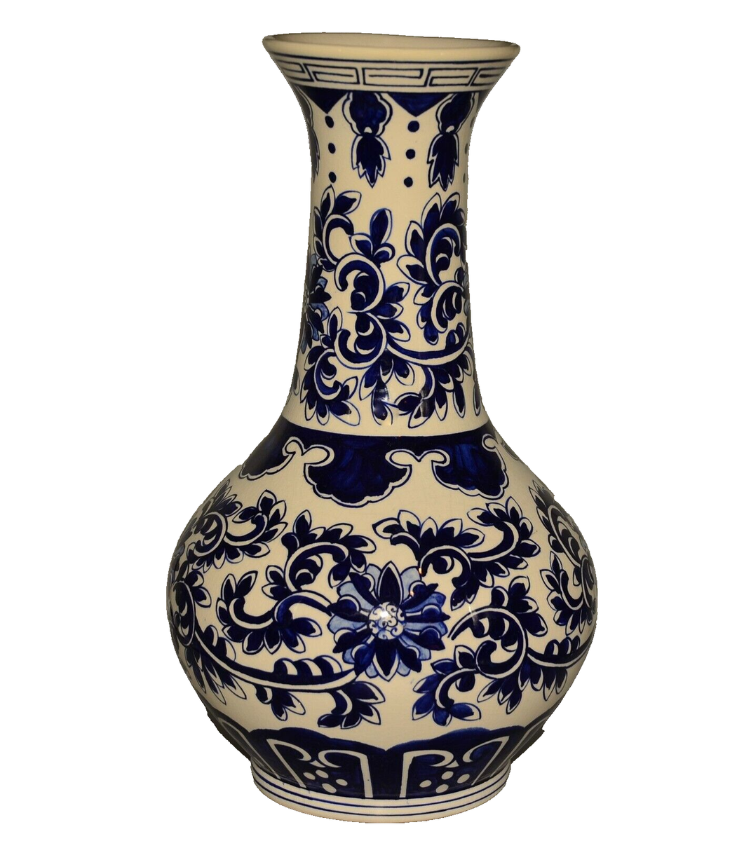 中国製置物　器 Chinese Republic Original Vintage Signed Feng Shui Blue & White