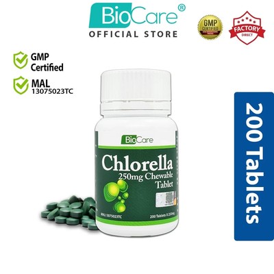 Biocare Chlorella Chewable Tablet (200's x 250mg) Spirulina Energy Chlorella
