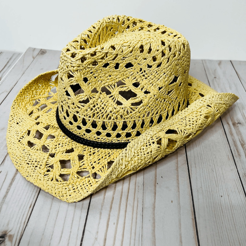 Structured Straw Cowboy Cowgirl Hat Gem