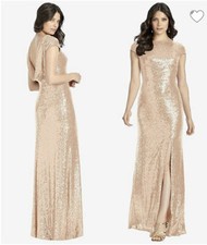 Ballgown Elle Cowl Back Sequin Bridesmaid s evening Gown Dress Nwt 4 rose gold