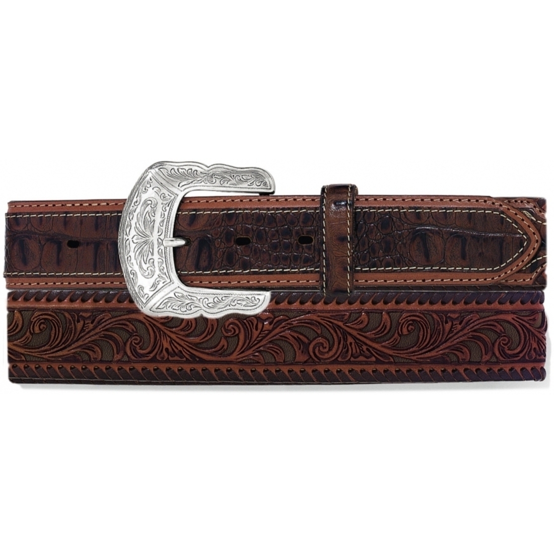 90’S TONY LAMA western BELT Tony Lama Western Mens Belt Leather Floral Tooled Alligator