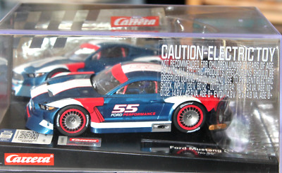 Carrera 132 27637 EVELUTION  Ford Mustang GTY, #55 With Lights 1:32 Slot Car NEW