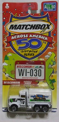 MK Matchbox - 2001 Across America - #30 Peterbilt Tanker - White - Wisconsin