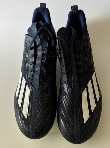 adidas Mens 14 Adizero Low Top Football Cleats Team Navy Blue/White HR1604 NEW - Picture 3 of 8