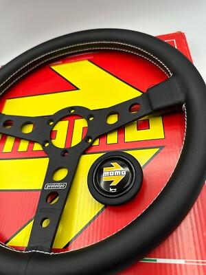 MOMO Prototipo Black Steering Wheel Genuine Leather 350mm 14inch PRO35BK2B