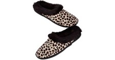 Charter Club leopard faux fur micro velour slippers memory foam cushion size 5-6