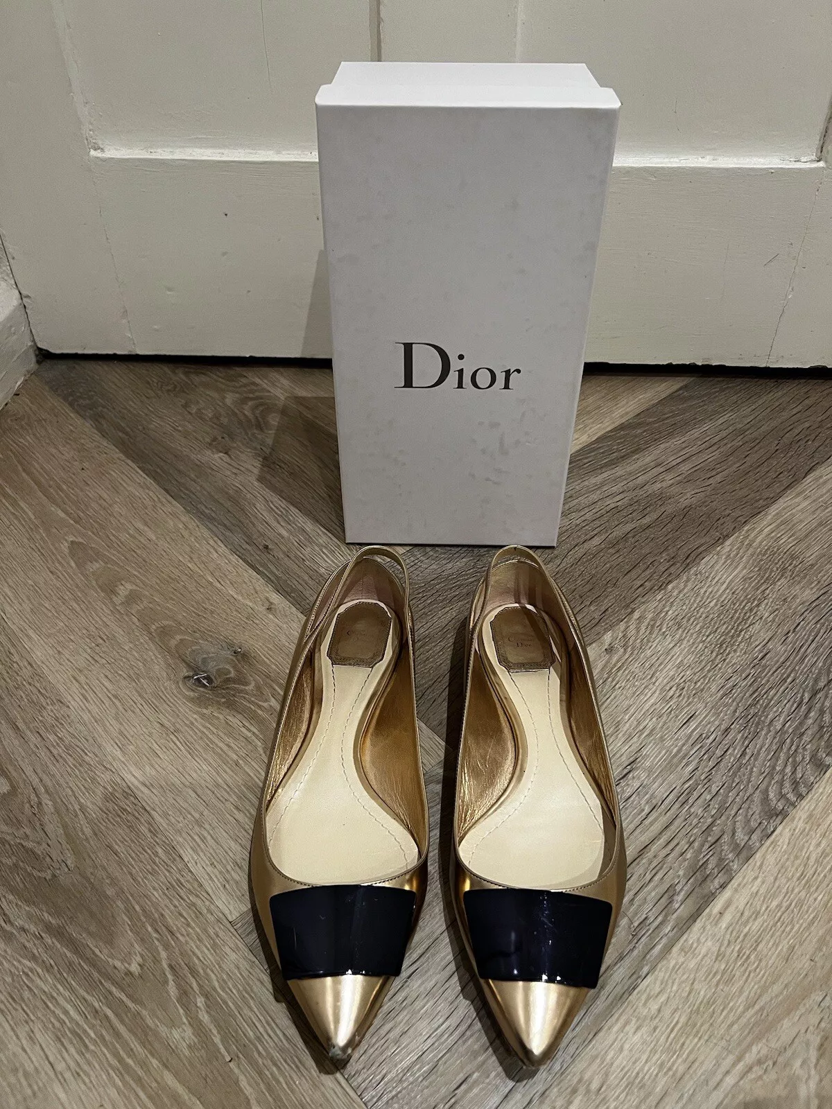 Chaussures plates vintage rares Christian Dior or rose pointure 41
