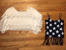KIRRA Anthropologie + FOREVER 21 Cowgirl Lot of 2 Shirts Tops Womens Sz XS #c1