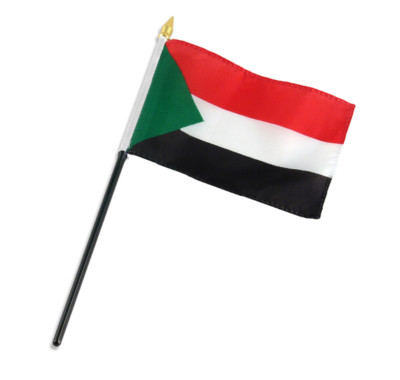 Lotto 12 Bandierine Da Tavolo 4x6 Sudan - Mini Bandiere Su Asta In Poliestere Trade Winds