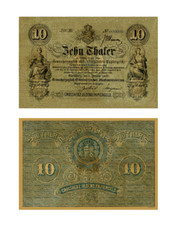 10 talarów, Wielki Książę. Oldenburski pieniądz papierowy, 1869, reprodukcja
