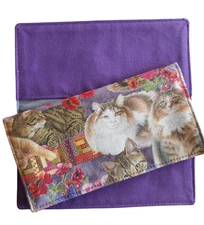 100% Cotton Fabric Cats Checkbook Cover
