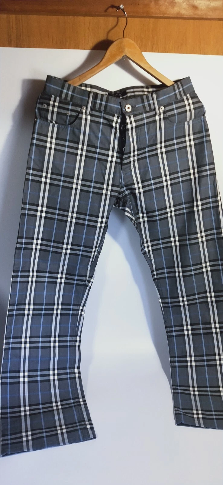 Pantalone Burberry nero etichetta check europeo taglia 79 Nova Check autentico uomo