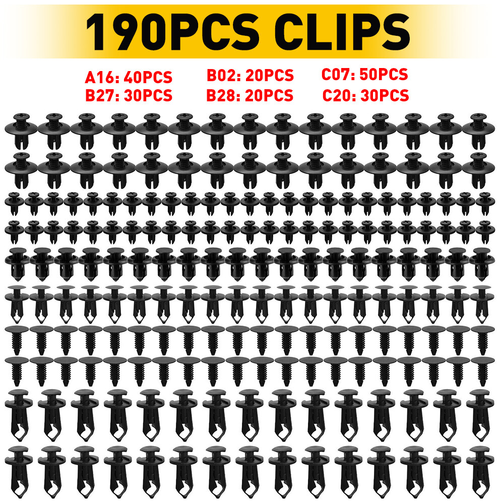 190PCS Car Body Fastener Plastic Trim Clips Push Rivets Panel Fender Retainer US