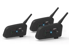 V7 Motorcycle Helmet Bluetooth Intercom 2 Rider 1200M Auto Answer Headset 3pc