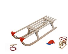 Set Yaro90 + Leine + Lehne + Sitzsack Länge 90cm Holzschlitten Rodel Schlitten