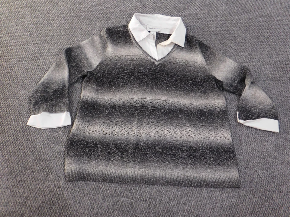 Alfred Dunner Top Gris Medio Jersey Mujer Negocios Informal Geométrico Foto 3 de 4