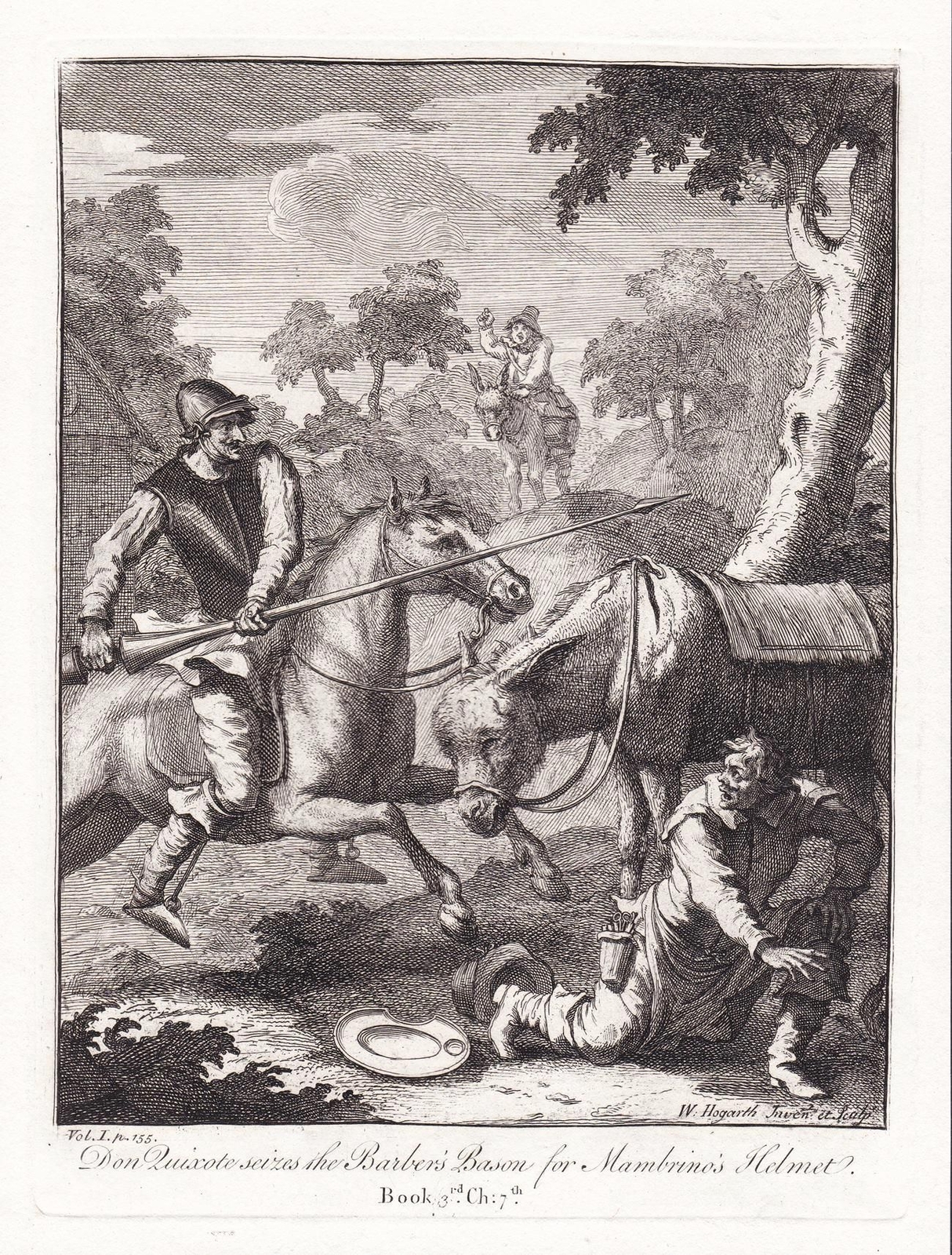 Don Quijote Quixote Mambrino Barber Etching William Hogarth eBay