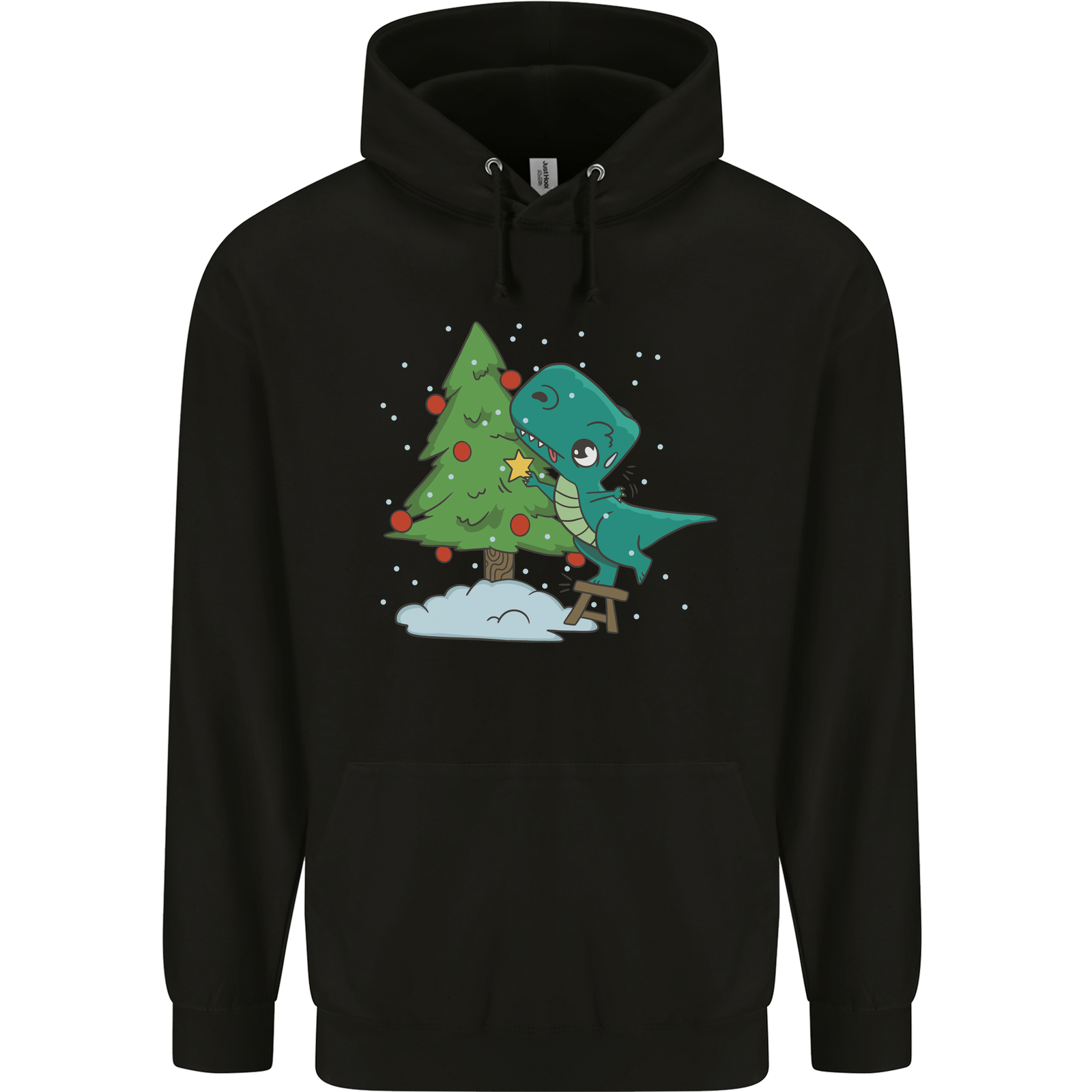 Funny T-Rex Christmas Tree Dinosaur Mens 80% Cotton Hoodie