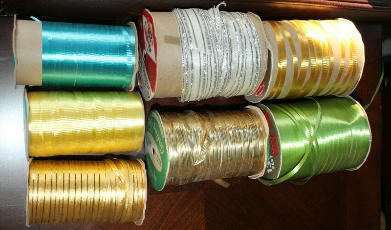 vtg FACIL FAB Satin Glo, Crinkle Kaycrest RIBBON - lot of 7