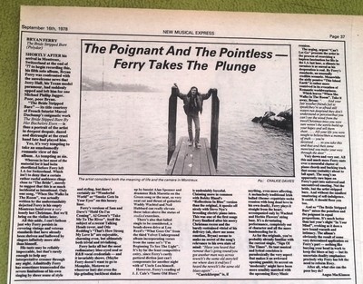 ROXY MUSIC: B Ferry 'Bride Stripped Bare' album review 1978 UK ARTICLE/clipping