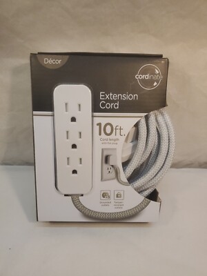 Jasco 10ft Extension Cord Flat Plug 3 Outlets