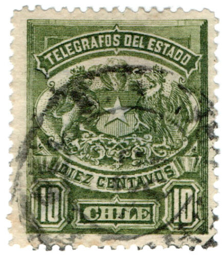 (I.B) Chile Telegraphs : 10c Green (small format) - Picture 1 of 1