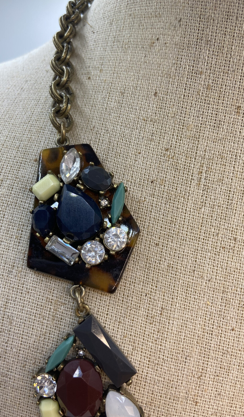 J. Crew Statement Chunky Necklace/Cluster With Rh… - image 5