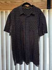 ARC’TERYX MENS PLAID BUTTON DOWN SHORT SLEEVE SHIRT ORANGE BLUE SIZE XXL 92/8%