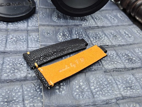 20mm/16mm Polished Stingray Leather Watch Band  Vintage Exotic Leather - Picture 3 of 15
