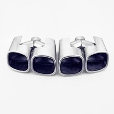 Pair Dual Square Slant Outlet Stainless Steel Exhaust Tips Dual Wall 8 Inch Long